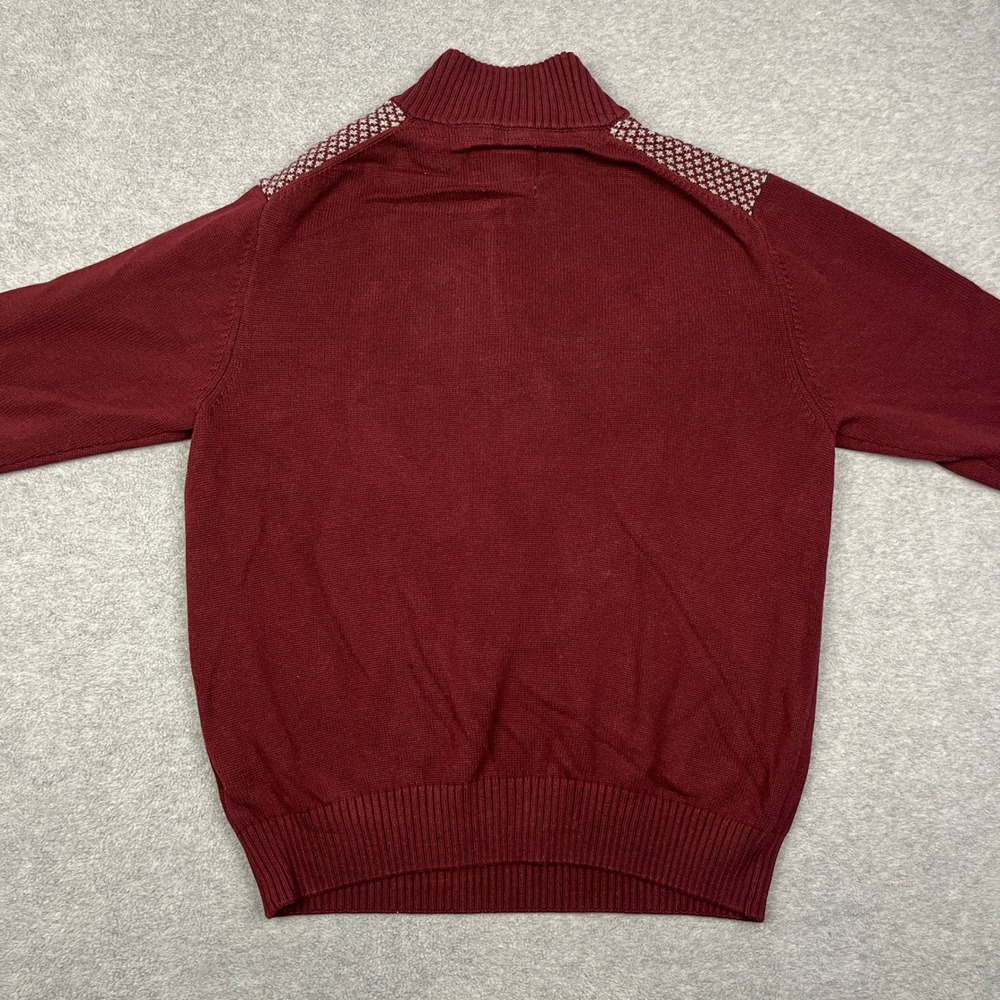 Weatherproof Vintage Sweater Mens XL Burgundy Holiday Sweater 1/4 Zip Fair Isle - Picture 3 of 6